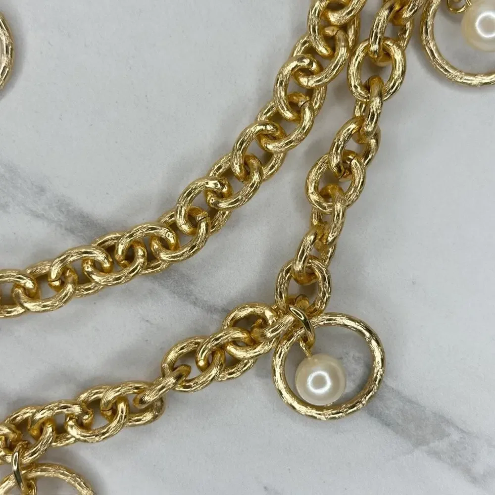 Draped Faux Pearl Gold Chain Belt Small/Medium (S/M) ✨